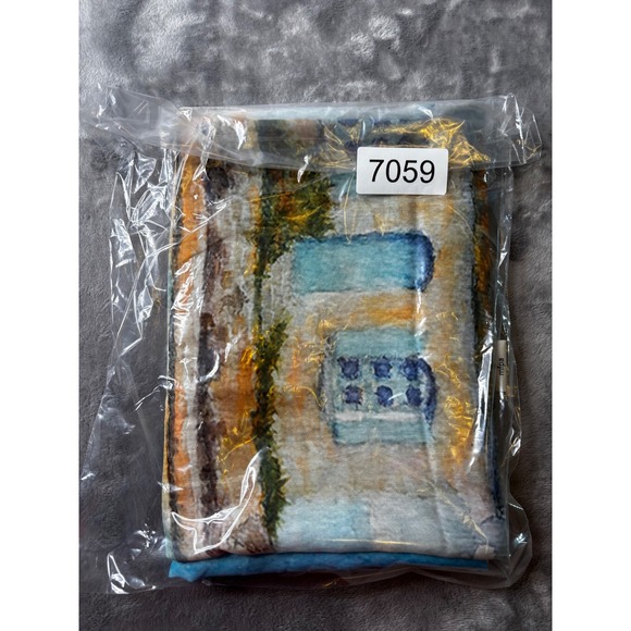 Doue by MFPA Coastal Landscape Scarf Watercolor Beach House Sarong 75x41 - Picture 9 of 9